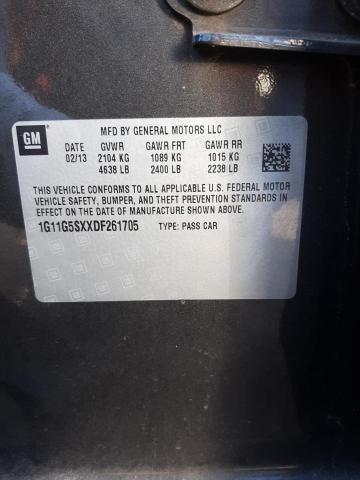 1G11G5SXXDF261705 - 2013 CHEVROLET MALIBU 3LT გრაფიტი ფოტო 12