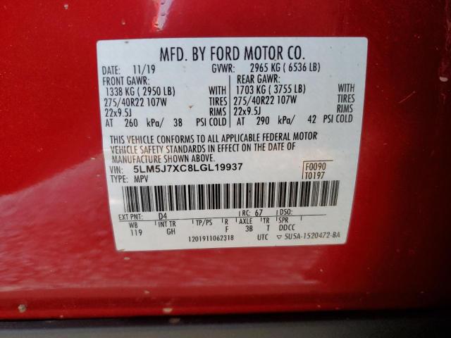 5LM5J7XC8LGL19937 - 2020 LINCOLN AVIATOR RESERVE RED photo 13