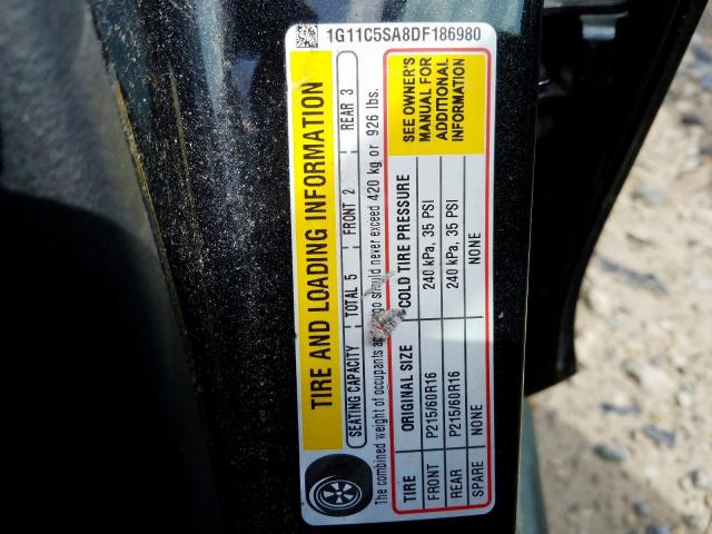 1G11C5SA8DF186980 - 2013 CHEVROLET MALIBU 1LT  照片 10