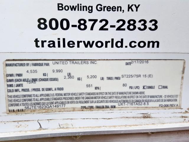 56JTE1623GA149177 - 2016 UNIT TRAILER  photo 10