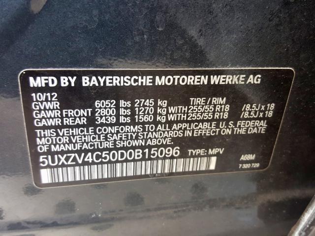 5UXZV4C50D0B15096 - 2013 BMW X5 XDRIVE35I  photo 10