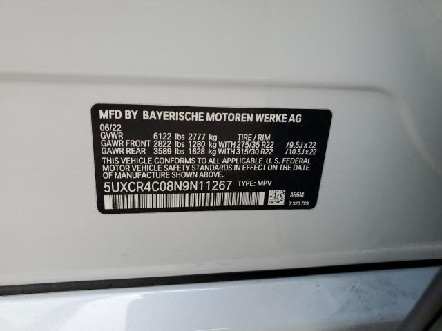 5UXCR4C08N9N11267 - 2022 BMW X5 SDRIVE 40I WHITE photo 14