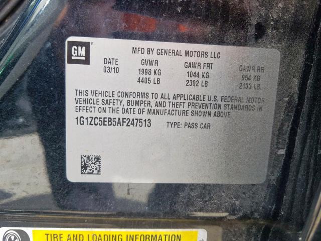 1G1ZC5EB5AF247513 - 2010 CHEVROLET MALIBU 1LT  照片 10