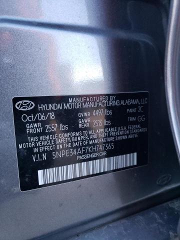 5NPE34AF7KH747365 - 2019 HYUNDAI SONATA LIMITED GRAY photo 12