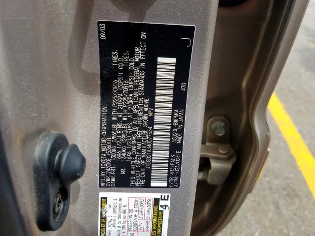 JTEGD21A340077534 - 2004 TOYOTA HIGHLANDER  photo 10