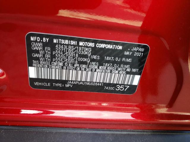 JA4APUAU1MU028441 - 2021 MITSUBISHI OUTLANDER ES RED photo 12