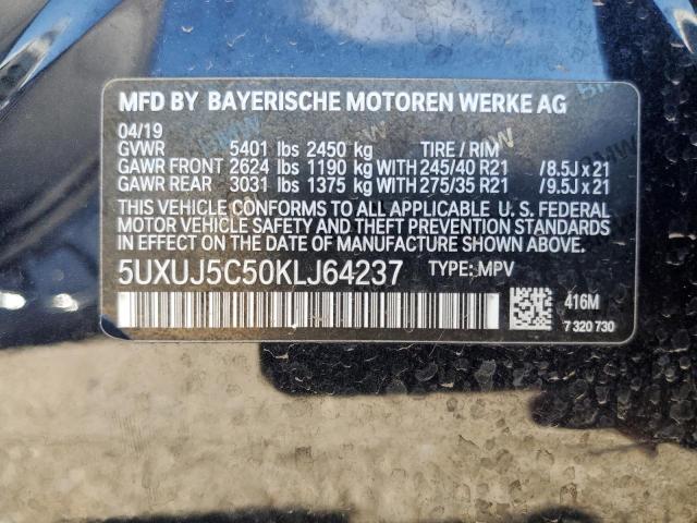 5UXUJ5C50KLJ64237 - 2019 BMW X4 M40I BLUE photo 12