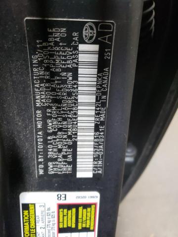 2T1BU4EE3BC725643 - 2011 TOYOTA COROLLA BASE GRAY photo 12