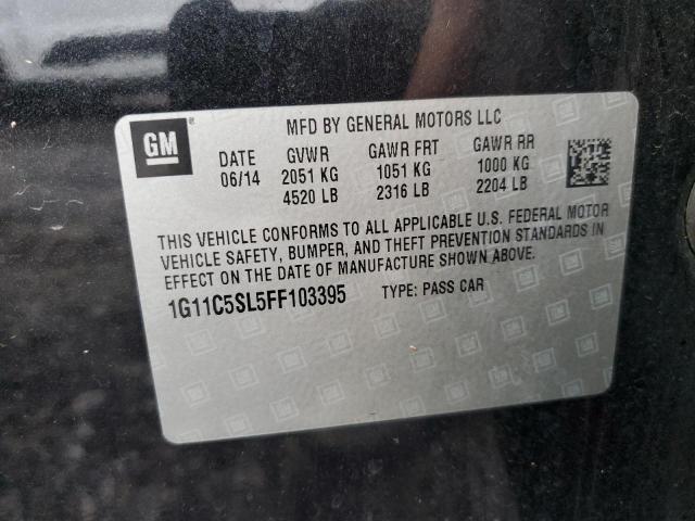 1G11C5SL5FF103395 - 2015 CHEVROLET MALIBU 1LT BLACK photo 12