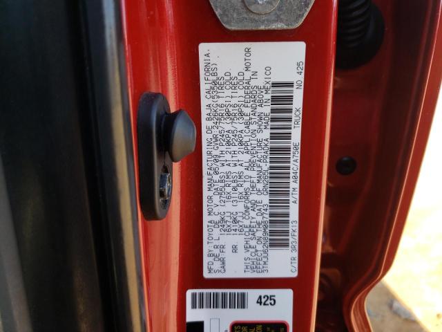 3TMJU62N89M087743 - 2009 TOYOTA TACOMA DOUBLE CAB PRERUNNER RED photo 12