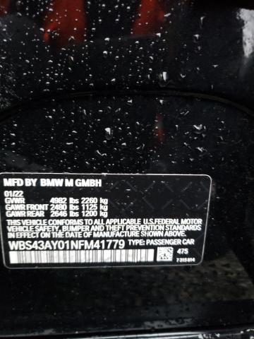 WBS43AY01NFM41779 - 2022 BMW M3 COMPETITION BLACK photo 12