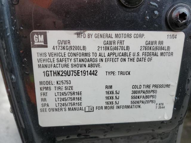 1GTHK29U75E191442 - 2005 GMC SIERRA K2500 HEAVY DUTY CHARCOAL photo 12