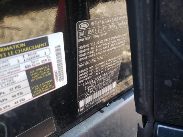 SALWV2EF9GA598347 - 2016 LAND ROVER RANGE ROVE AUTOBIOGRAPHY BLACK photo 13