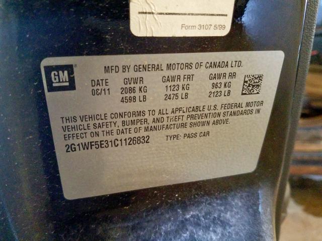 2G1WF5E31C1126832 - 2012 CHEVROLET IMPALA LS  photo 10