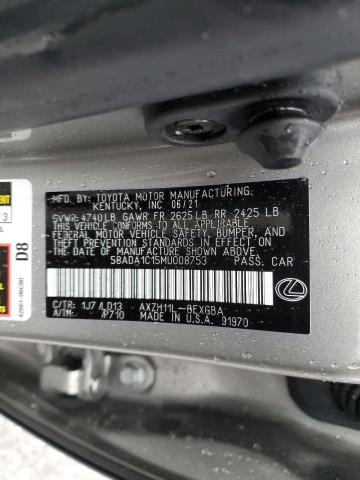 58ADA1C15MU008753 - 2021 LEXUS ES 300H GRAY photo 12