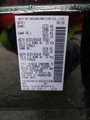 5N1AR2MN1GC664548 - 2016 NISSAN PATHFINDER S BLACK photo 14