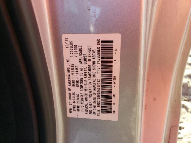 1HGCT2B82DA000182 - 2013 HONDA ACCORD EXL SILVER photo 12