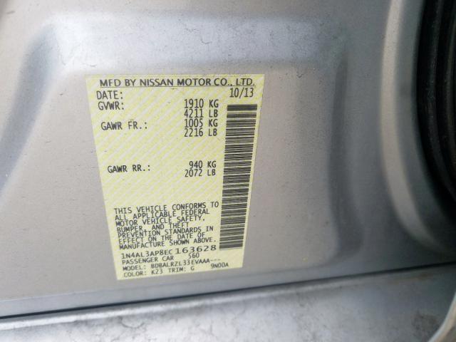 1N4AL3AP8EC163628 - 2014 NISSAN ALTIMA 2.5  photo 10