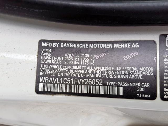 WBAVL1C51FVY26052 - 2015 BMW X1 XDRIVE28I  photo 10