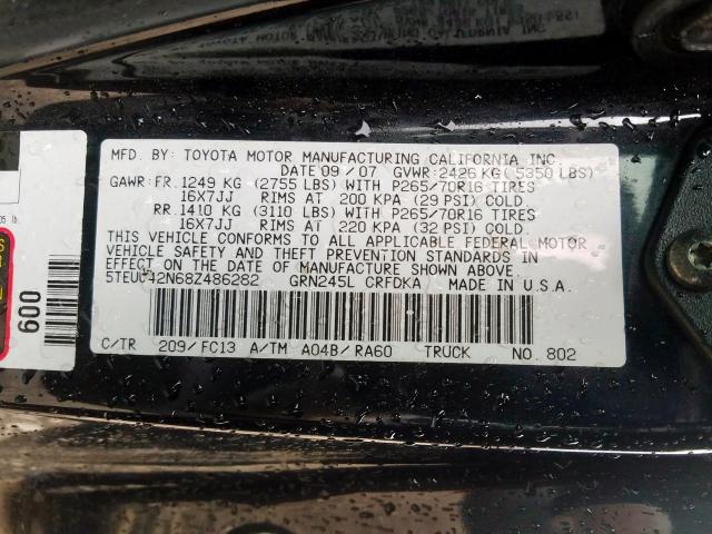 5TEUU42N68Z486282 - 2008 TOYOTA TACOMA ACCESS CAB  ფოტო 10