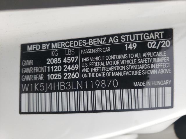 W1K5J4HB3LN119870 - 2020 MERCEDES-BENZ CLA 250 4MATIC WHITE photo 12