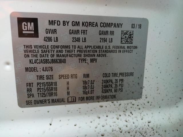KL4CJASB5JB663840 - 2018 BUICK ENCORE PREFERRED Ақ фото 13