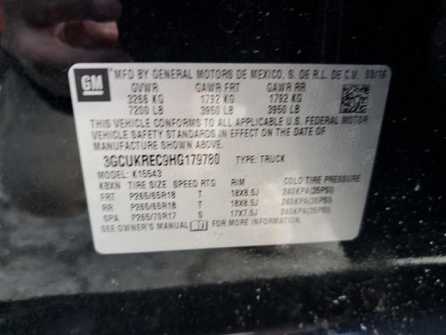 3GCUKREC9HG179780 - 2017 CHEVROLET SILVRDO K1500 LT BLACK photo 12