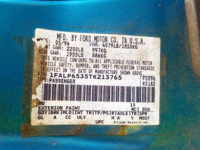 1FALP6535TK213765 - 1996 FORD CONTOUR GL  照片 10