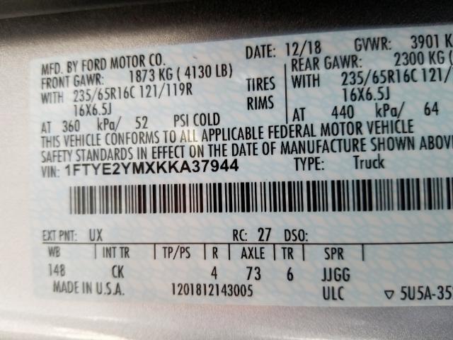 1FTYE2YMXKKA37944 - 2019 FORD TRANSIT T-150  photo 10