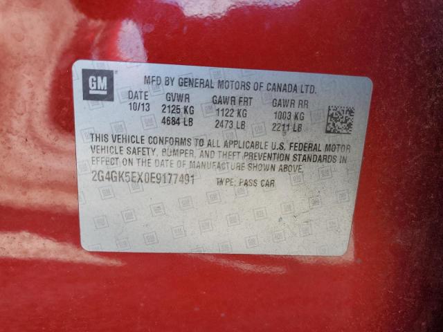 2G4GK5EX0E9177491 - 2014 BUICK REGAL 红色 照片 12