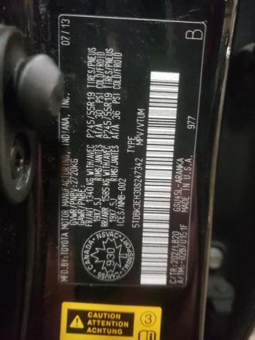 5TDBK3EH3DS247342 - 2013 TOYOTA HIGHLANDER BASE Noir photo 13