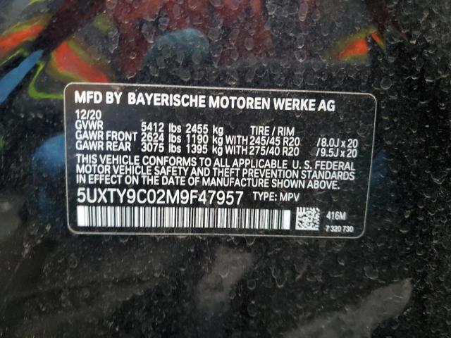 5UXTY9C02M9F47957 - 2021 BMW X3 XDRIVEM40I შავი ფოტო 12