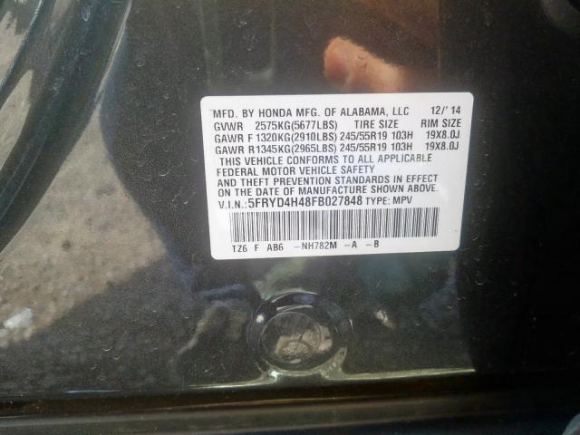 5FRYD4H48FB027848 - 2015 ACURA MDX TECHNOLOGY  照片 10