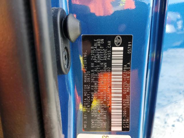 4T1KZ1AK4LU044502 - 2020 TOYOTA CAMRY TRD BLUE photo 12