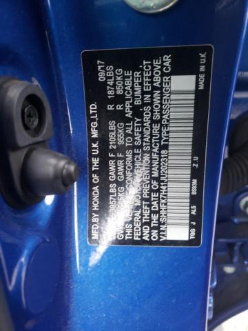 SHHFK7H41JU202318 - 2018 HONDA CIVIC SPORT 黑色 照片 12