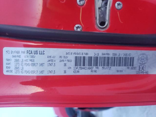 1C4PJMBX4KD148497 - 2019 JEEP CHEROKEE TRAILHAWK RED photo 13