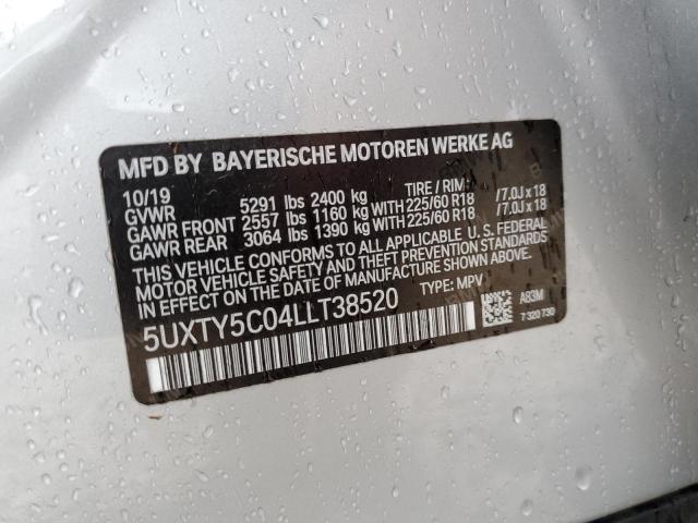 5UXTY5C04LLT38520 - 2020 BMW X3 XDRIVE30I GRAY photo 13