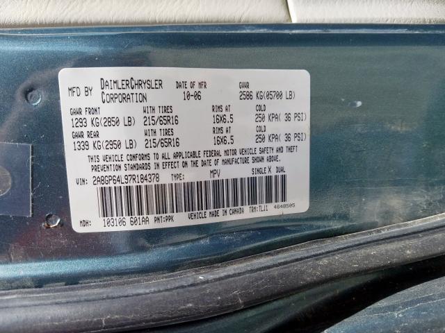 2A8GP64L97R184378 - 2007 CHRYSLER TOWN & COUNTRY LIMITED  photo 10