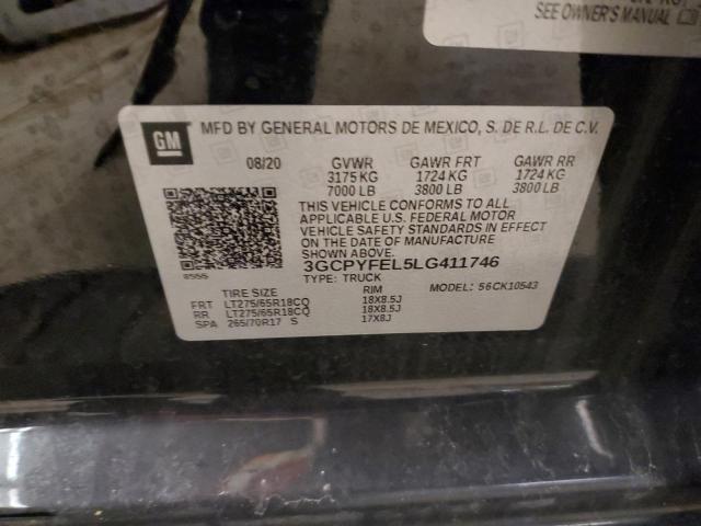 3GCPYFEL5LG411746 - 2020 CHEVROLET SILVERADO K1500 LT TRAIL BOSS BLACK photo 13