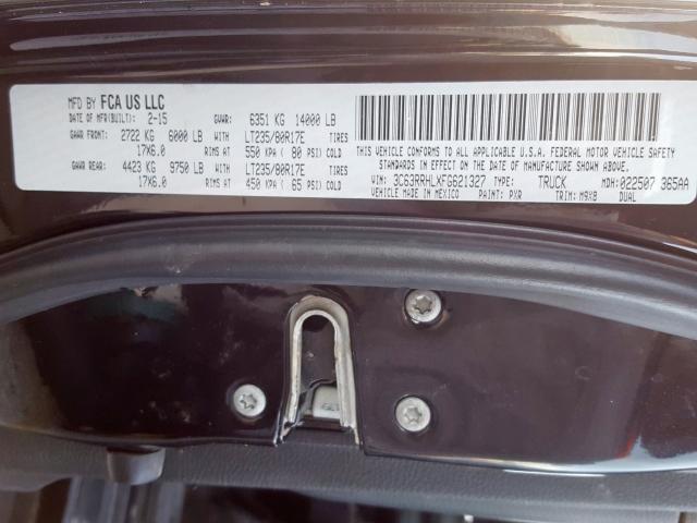 3C63RRHLXFG621327 - 2015 RAM 3500 SLT  photo 10