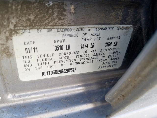 KL1TD5DE9BB202547 - 2011 CHEVROLET AVEO LS  ფოტო 10