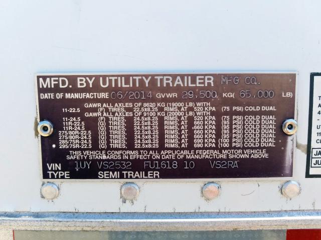 1UYVS2532FU161810 - 2015 UTILITY TRAILER  լուսանկար 10