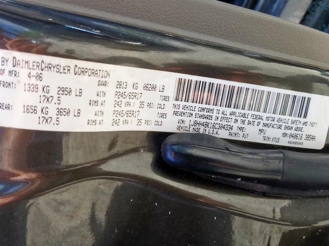 1J8HH48K16C304334 - 2006 JEEP COMMANDER  ფოტო 10