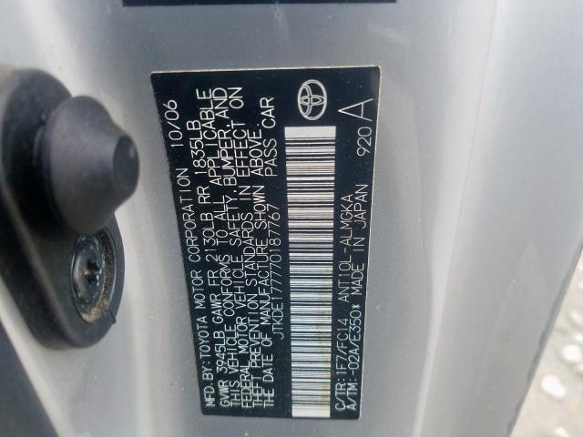 JTKDE177770187767 - 2007 TOYOTA SCION TC  照片 10