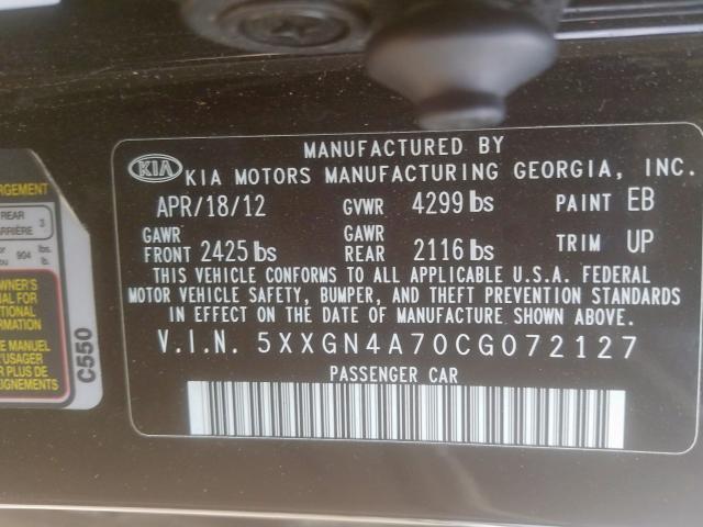 5XXGN4A70CG072127 - 2012 KIA OPTIMA EX  photo 10