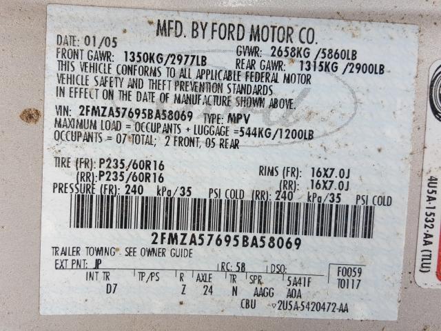 2FMZA57695BA58069 - 2005 FORD FREESTAR SES  photo 10