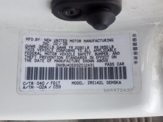 1NXBU40E69Z012431 - 2009 TOYOTA COROLLA BASE  照片 10