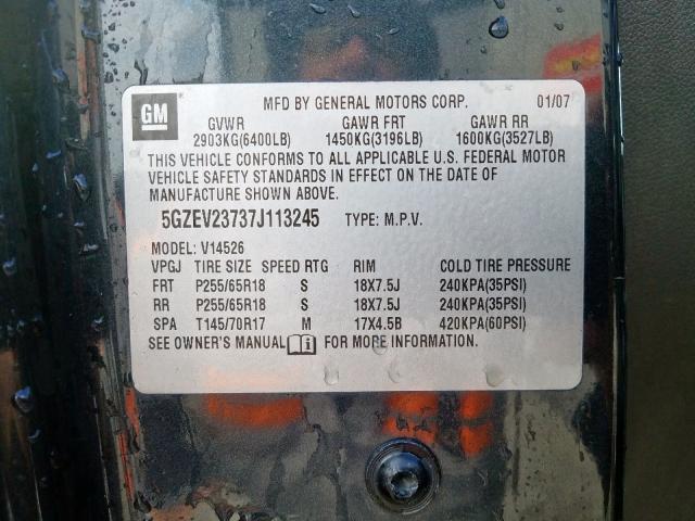 5GZEV23737J113245 - 2007 SATURN OUTLOOK XR  ფოტო 10