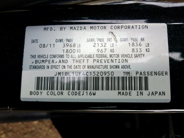 JM1BL1UF4C1520950 - 2012 MAZDA 3 I  photo 10