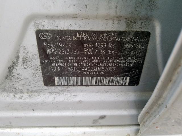 5NPET4AC7AH657086 - 2010 HYUNDAI SONATA GLS  photo 10